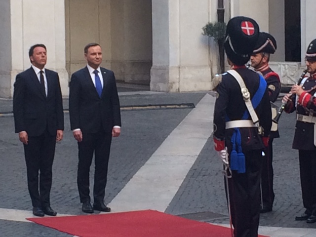 Prezydent RP Andrzej Duda i premier Włoch Matteo Renzi w Palazzo Chigi. Fot. Anna Wawrzyniak/Ambasada, Archiwum Ambasady RP w Rzymie