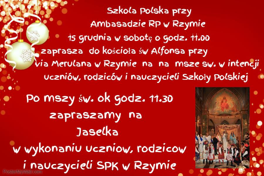 Szkoła polska w Rzymie zaprasza na Jasełka - Polacy we Włoszech